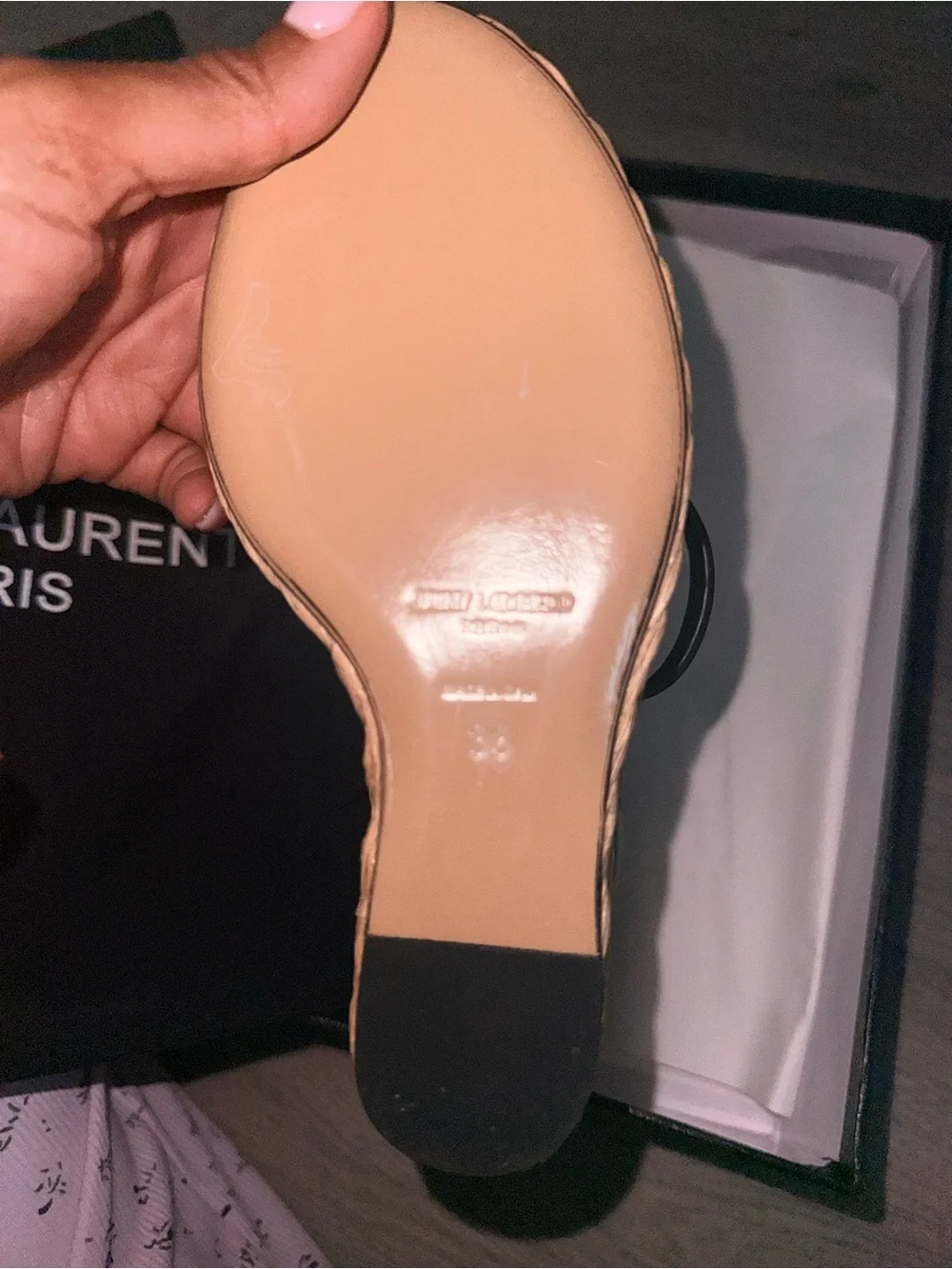 Saint Laurent Mauve Brown YSL Logo Strap Heels